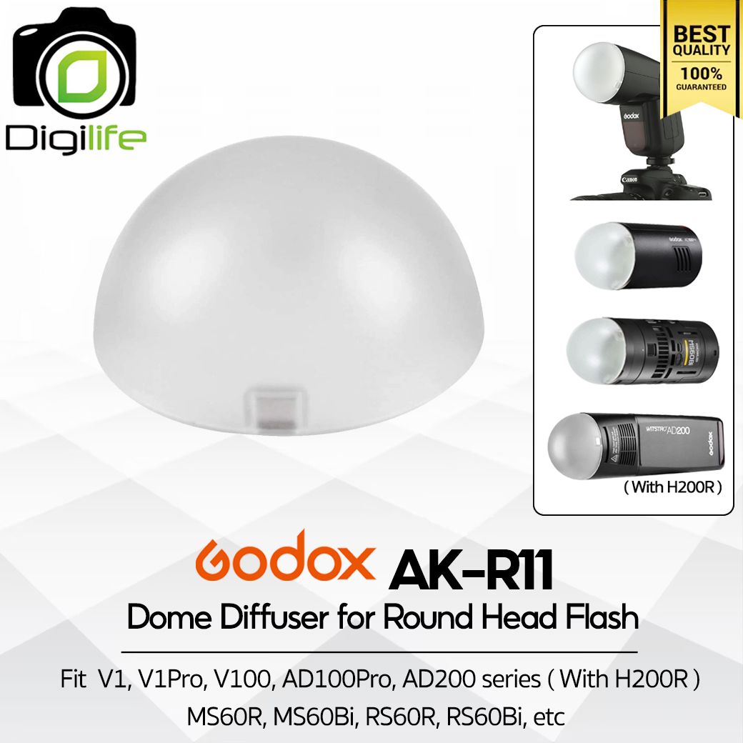 Godox AK-R11 Dome Diffuser for Round Head Flash V1, V1Pro, V100, AD200, AD200Pro, AD200Pro II ( with H200R), etc