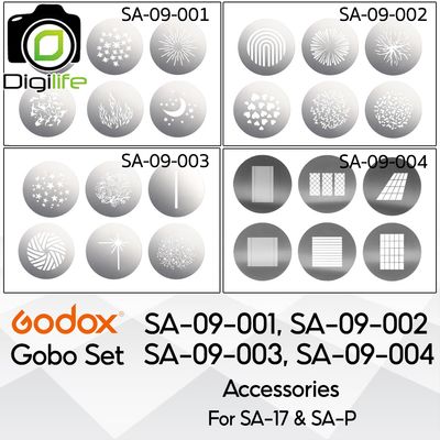 Godox Gobo Set SA-09-001, SA-09-002, SA-09-002, SA-09-004, อุปกรณ์เสริม สำหรับ SA-17 &amp; SA-P