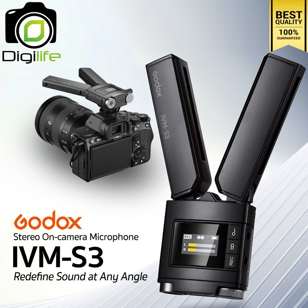 Godox Microphone IVM-S3 Stereo On-camera Microphone สำหรับ Camera Smartphone Tablets &amp; Laptop -รับประกันศูนย์ Godox Thailand 1เดือน