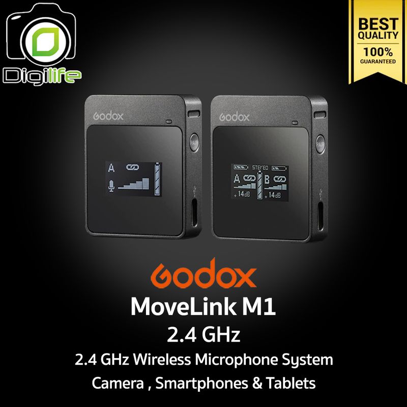 Godox Microphone MoveLink M1 ,Wireless Microphone 2.4GHz สำหรับ Camera Smartphones &amp; Tablets -รับประกันศูนย์ Godox 1 เดือน