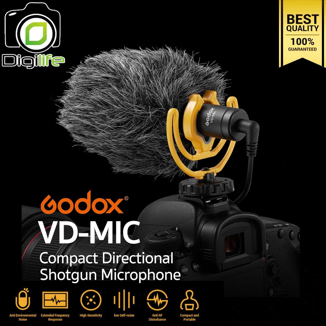 Godox Microphone VD-MIC Compact Shotgun Microphone สำหรับ Camera Smartphone Tablets &amp; Laptop - ประกันศูนย์ Godox 1 เดือน