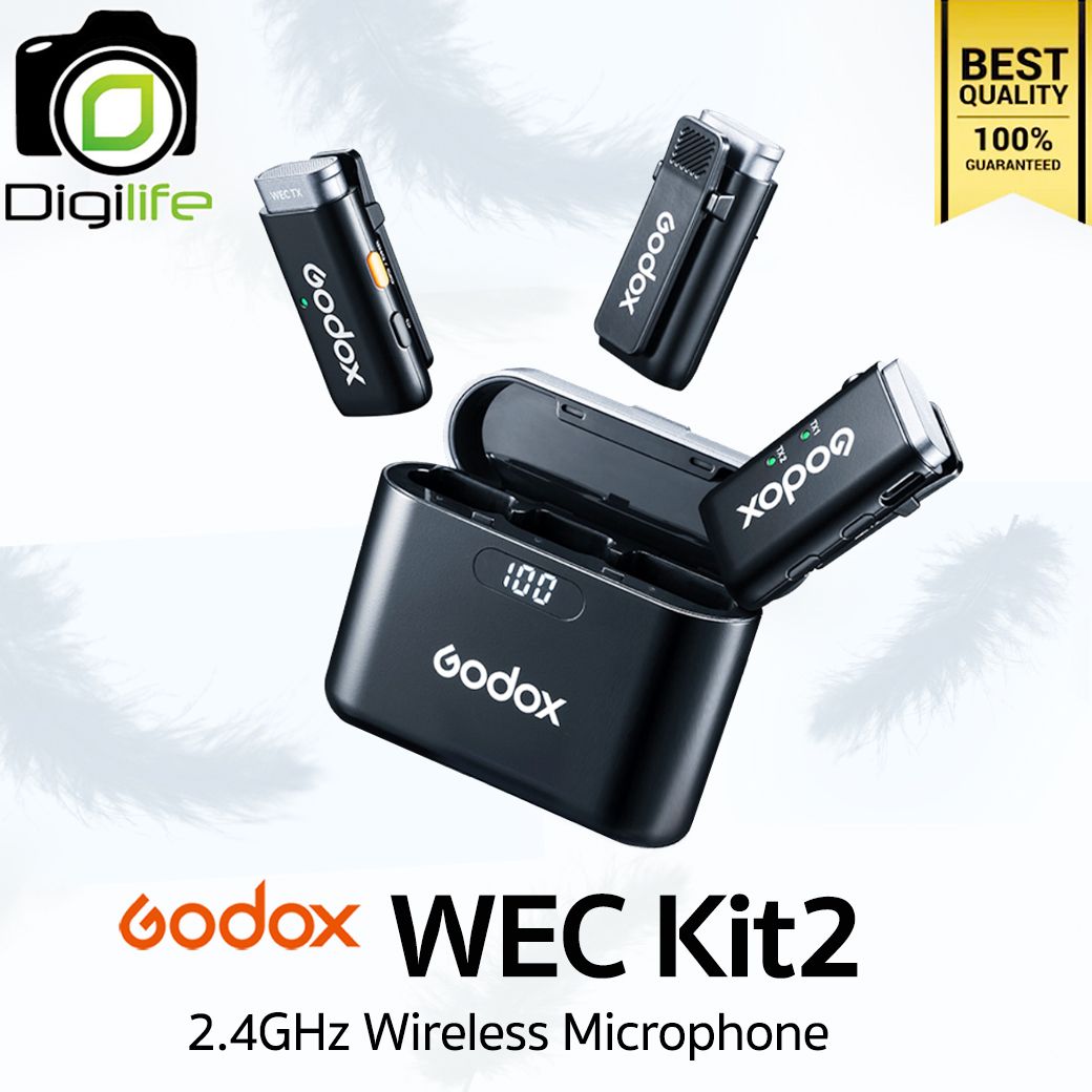 Godox Microphone WEC Kit2 Wireless Microphone 2.4GHz สำหรับ Camera Smartphone Tablets &amp; Laptop -รับประกันศูนย์ Godox 1 เดือน