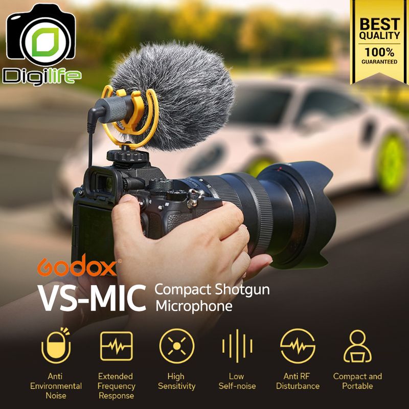 Godox Microphone VS-MIC Compact Shotgun Microphone สำหรับ Camera Smartphone Tablets &amp; Laptop - ประกันศูนย์ Godox 1 เดือน