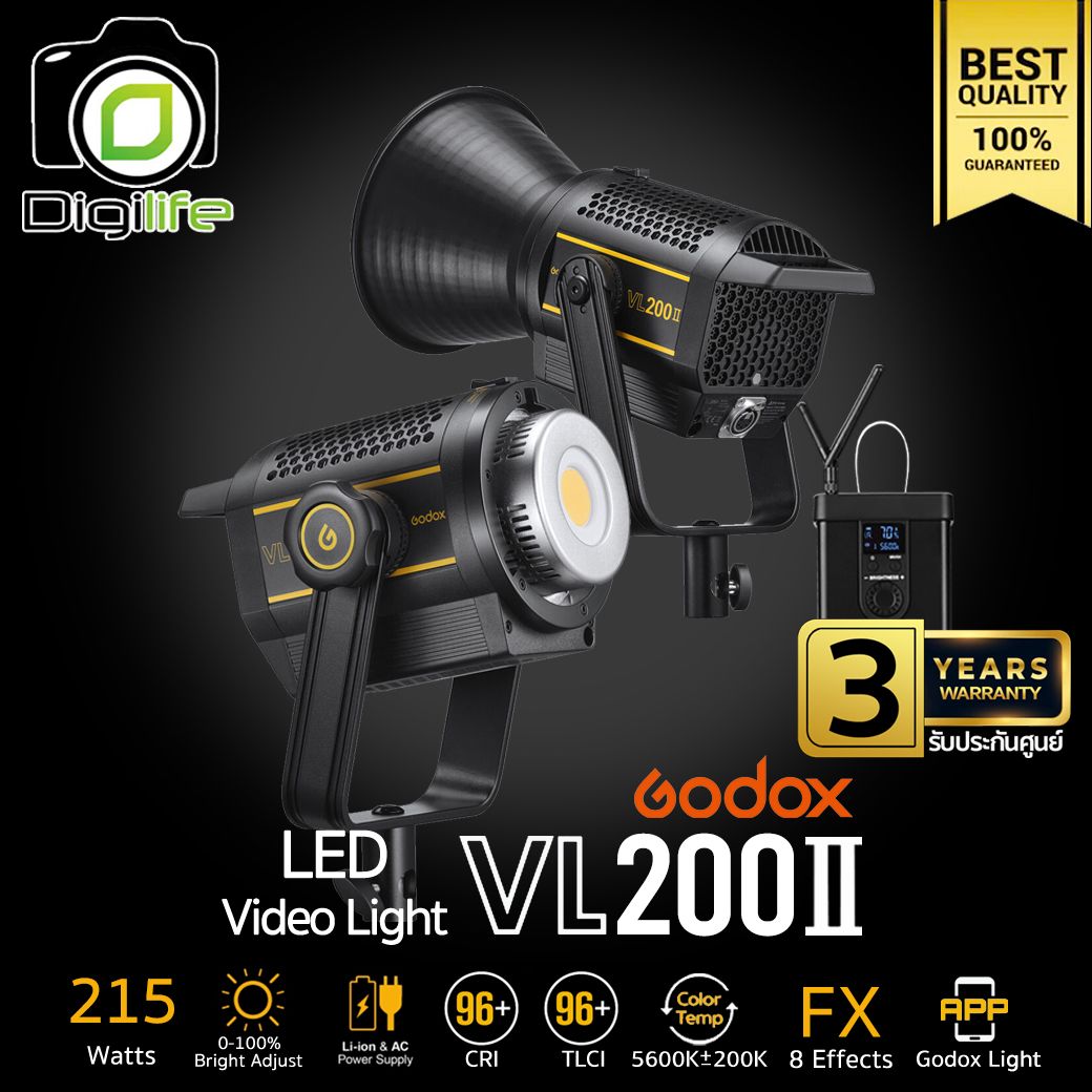 Godox LED VL200II (แสงขาวอย่างเดียว) 215W 5600K - Bowen Mount - รับประกันศูนย์ Godox Thailand 3ปี