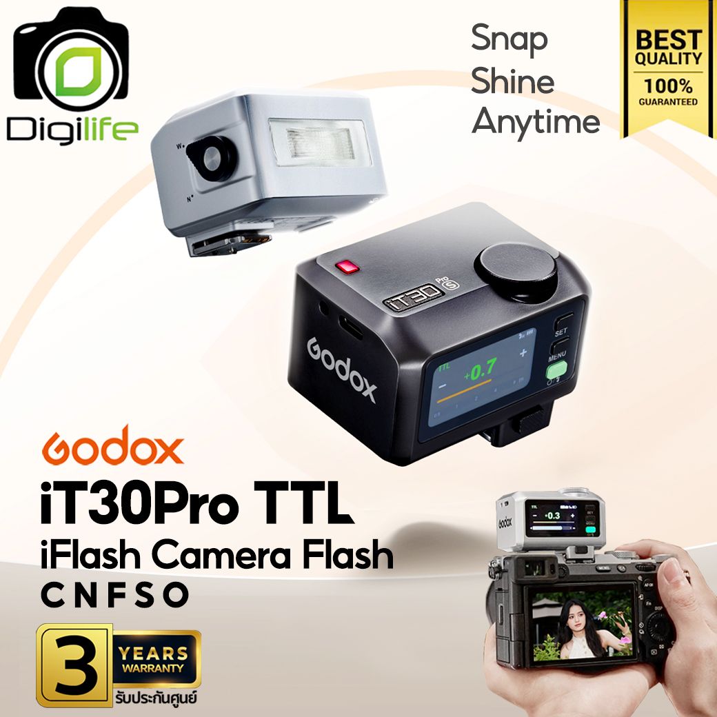Godox Flash iT30Pro - TTL HSS 900mAh - ออโต้, แมนนวล iFlash Camera / Pocket Flash - รับประกันศูนย์ Godox Thailand 3ปี