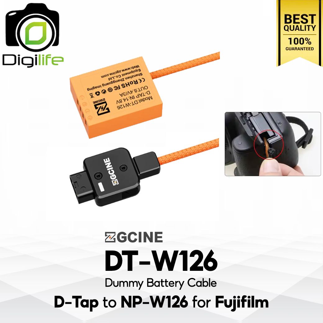 ZGCINE Battery DT-W126 Dummy Battery Cable สำหรับ ใช้แทน Fujifilm Battery NP-W126 ( D-Tap Port to W126 )