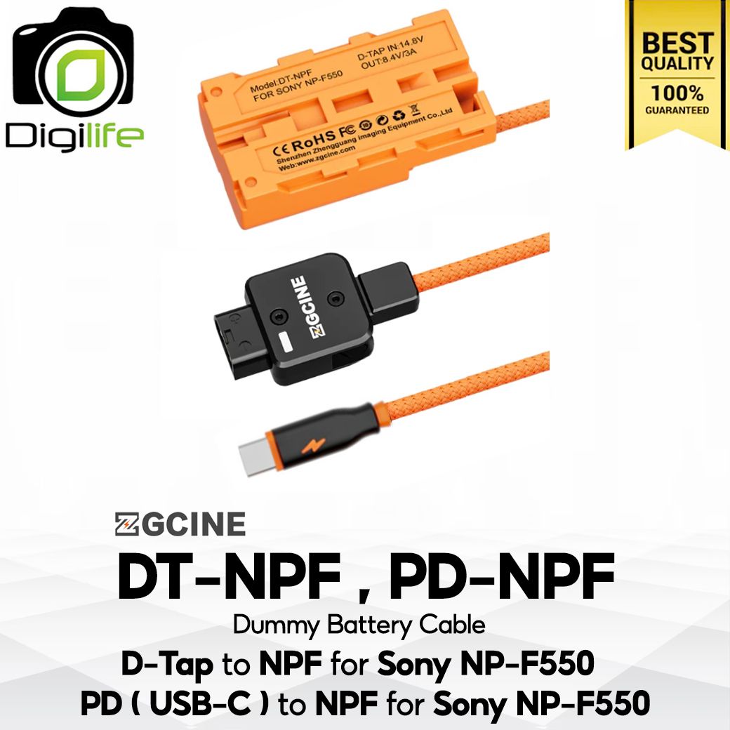 ZGCINE Battery DT-NPF , PD-NPF Dummy Battery Cable สำหรับ ใช้แทน Sony Battery NP-F550 ( USB Type-C, D-Tap Port )