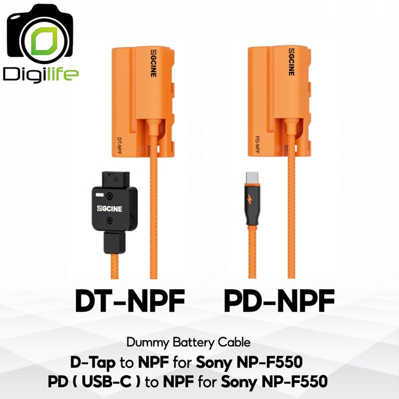 ZGCINE Battery DT-NPF , PD-NPF Dummy Battery Cable สำหรับ ใช้แทน Sony Battery NP-F550 ( USB Type-C, D-Tap Port )