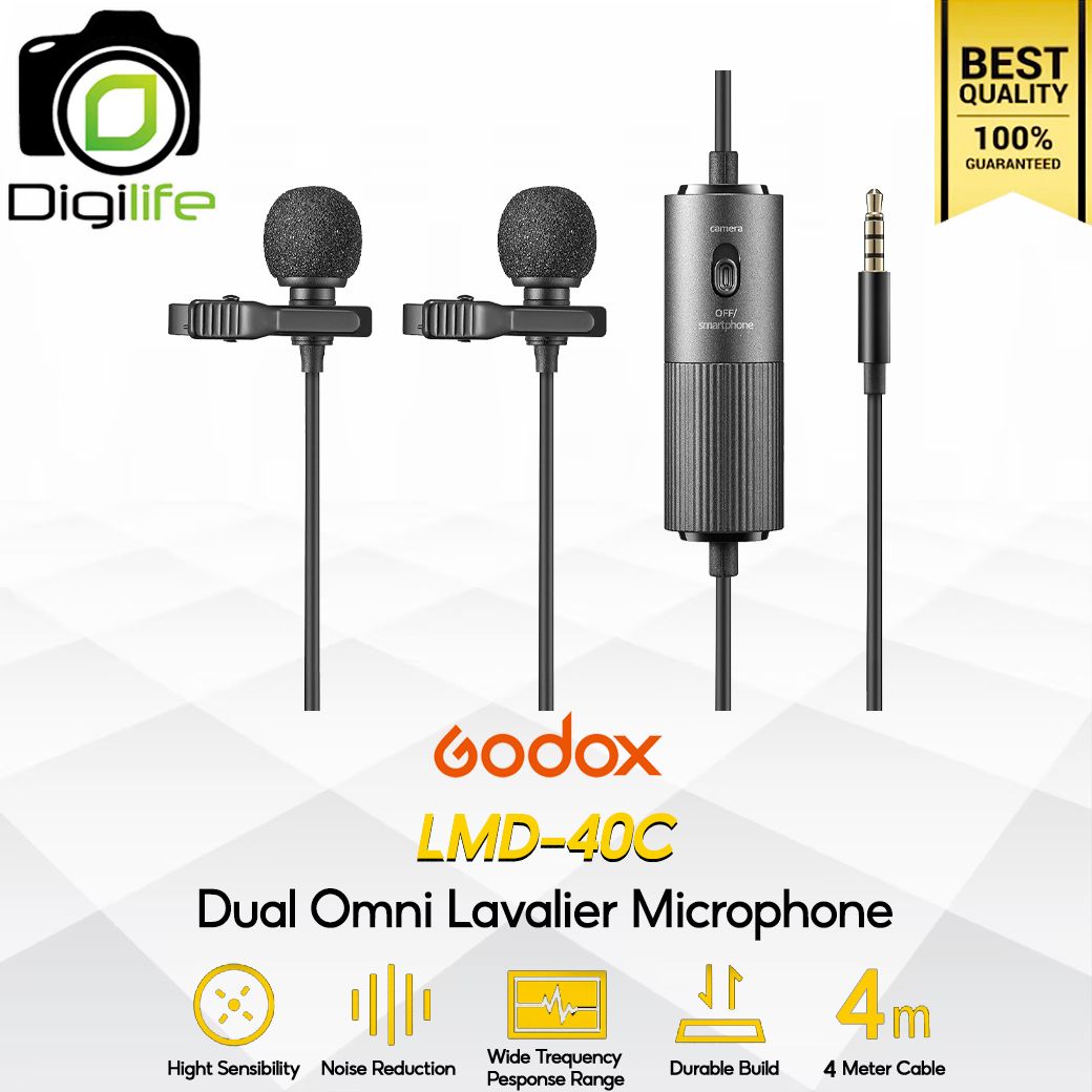 Godox Microphone LMD-40C Dual Omnidirectional Lavalier ( Camera &amp; Smartphone ) - ประกันศูนย์ Godox Thailand 7 วัน