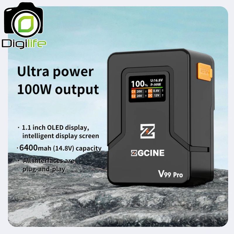 ZGCINE Battery ZG-V99 Pro V-Mount Battery 14.8V 99WH ( 6400 mAh ) รองรับ PD ( USB-C ) และ  D-Tap พอร์ต