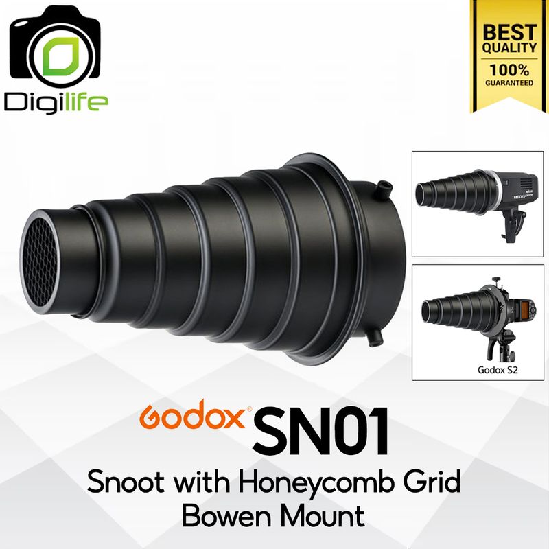 Godox Snoot SN01 with Honeycomb Grid - Bowen Mount Godox Snoot SN01 with Honeycomb Grid - Bowen Mount