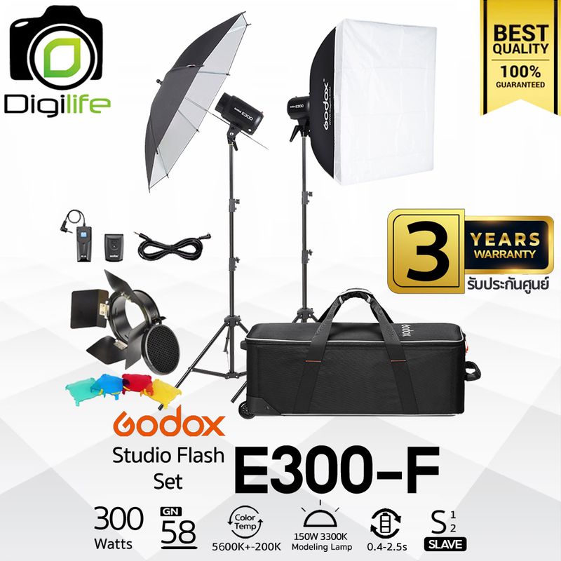Godox Studio Flash E300-F SET ชุดไฟสตูดิโอ 300W 5600K - รับประกันศูนย์ Godox Thailand 3ปี