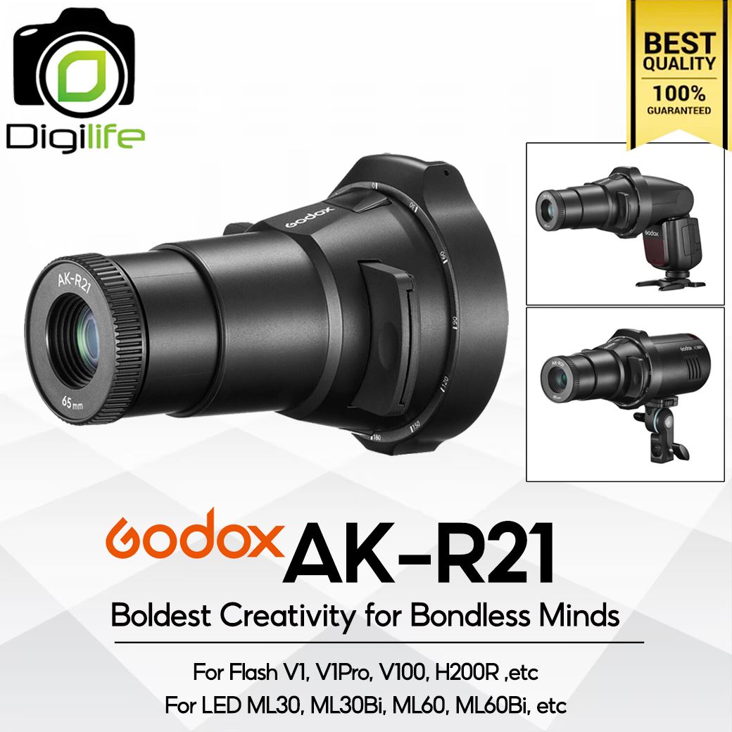 Godox AK-R21 Projection Attachment for Round Head Flash  V1, V1Pro, V100, AD100Pro , AD200 (with H200R) LED ML30, ML60