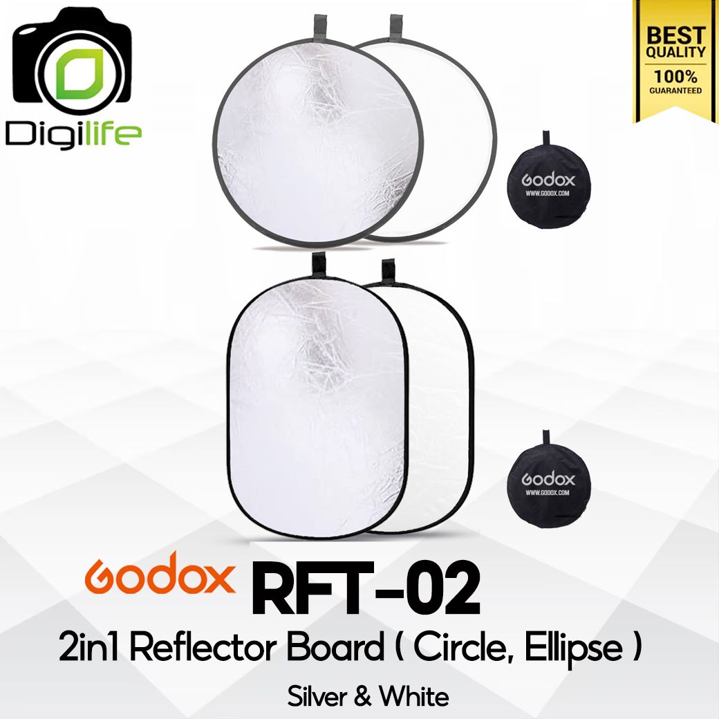 Godox Reflector RFT-02 2in1 เงิน, ขาว Circle, Ellipse / วงกลม 60, 80, 110 cm., วงรี 60*90, 80*120, 10*150, 120*180 cm.