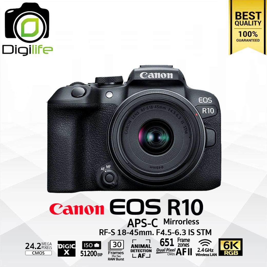 Canon Camera EOS R10 Kit RF-S 18-45mm. F4.5-6.3 IS STM - รับประกันร้าน Digilife Thailand 1ปี
