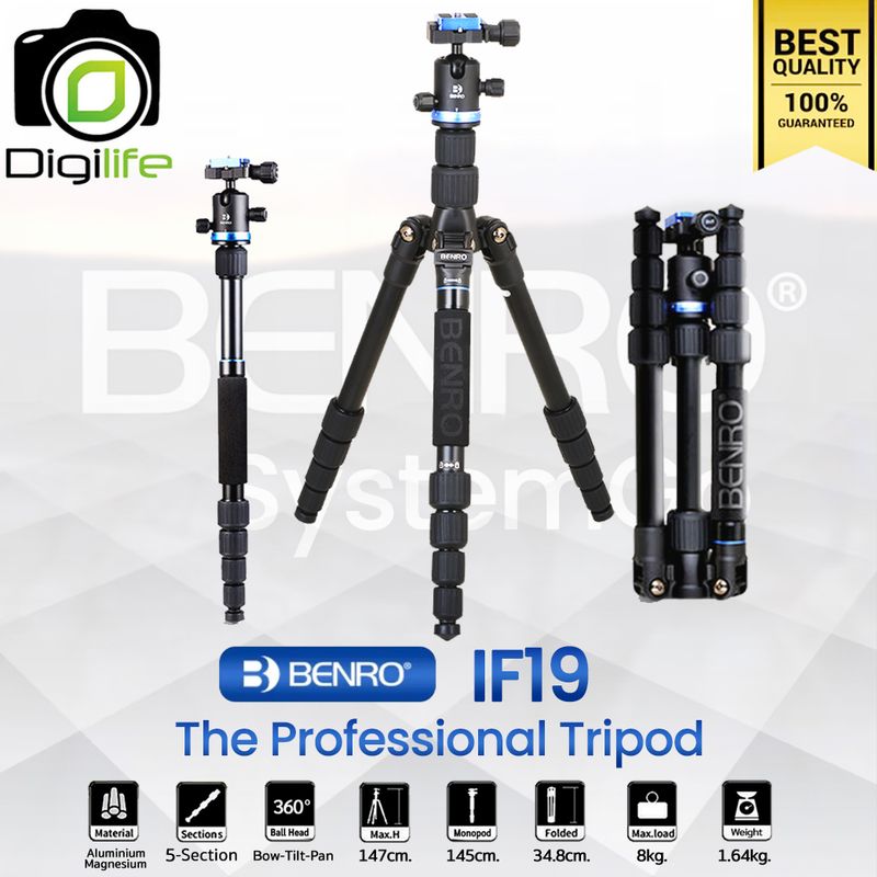Benro Tripod IF19 ขาตั้งกล้อง อเนกประสงค์ Monopod, กางราบ, กลับหัว