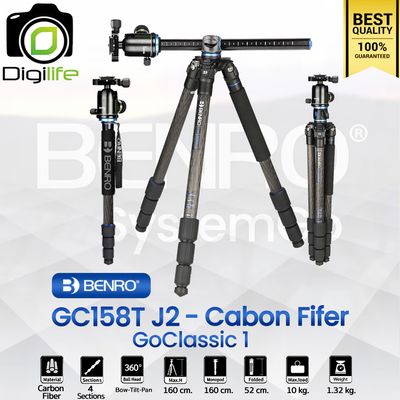 Benro Tripod GC158T J2 Carbon Fiber - GoClassic 1 ขาตั้งกล้อง Monopod, Top View, กางราบ, กลับหัว