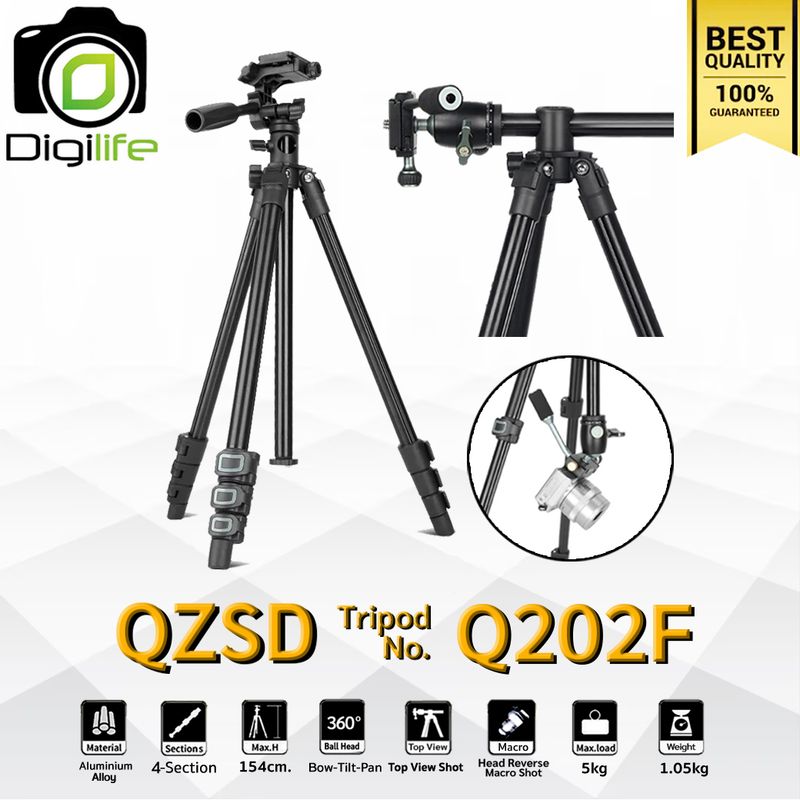 QZSD Tripod รุ่น Q202F ขาตั้ง ขาตั้งกล้อง อเนกประสงค์ , กลับหัว , Top View , พาโนราม่า
