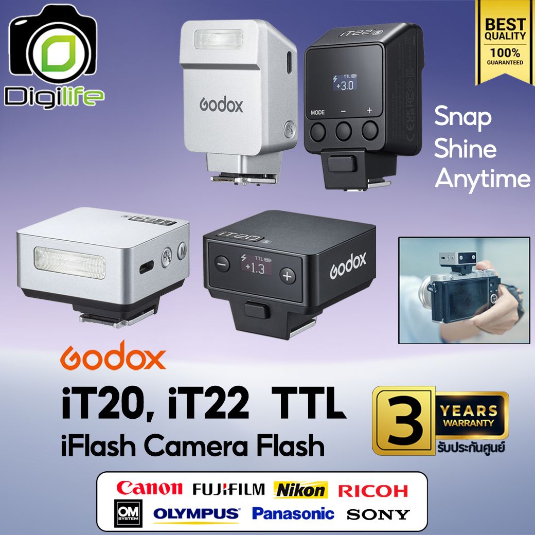 Godox Flash iT20, iT22 - TTL 300mAh - ออโต้, แมนนวล iFlash Camera / Pocket Flash - รับประกันศูนย์ Godox Thailand 3ปี