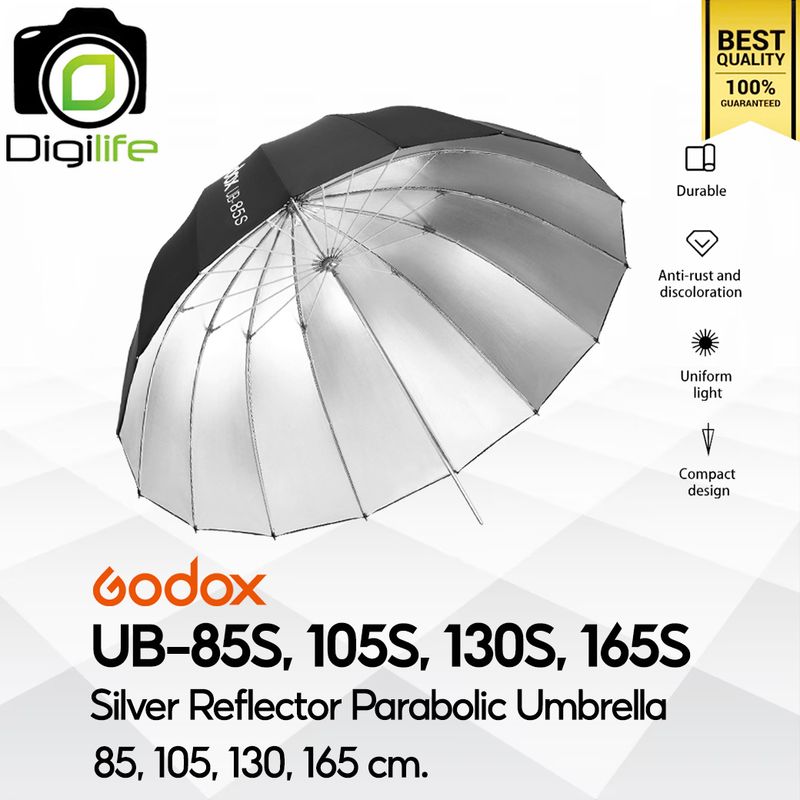 Godox Umbrella UB-85S, UB-105S, UB-130S, UB-165S Silver Parabolic Umbrella ร่มสะท้อนสีเงิน 85 105 130 165 cm.