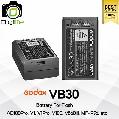 Godox Battery VB30 -USB แบตเตอรี่ สำหรับ Flash AD100Pro, AD100ProII, V1, V1Pro, V100, V860III, MF-R76, MF-T76, etc Godox Battery VB30 -USB แบตเตอรี่ สำหรับ Flash AD100Pro, AD100ProII, V1, V1Pro, V100, V860III, MF-R76, MF-T76, etc
