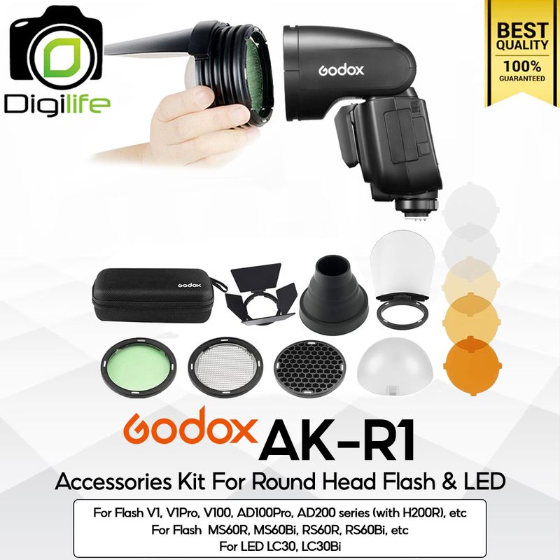 Godox AK-R1 Accessory Kit For แฟลช & LED หัวกลม V1, V1Pro, V100, AD100Pro, AD200 series (with H200R), MS60R/Bi, RS60R/Bi Godox AK-R1 Accessory Kit For แฟลช & LED หัวกลม V1, V1Pro, V100, AD100Pro, AD200 series (with H200R), MS60R/Bi, RS60R/Bi