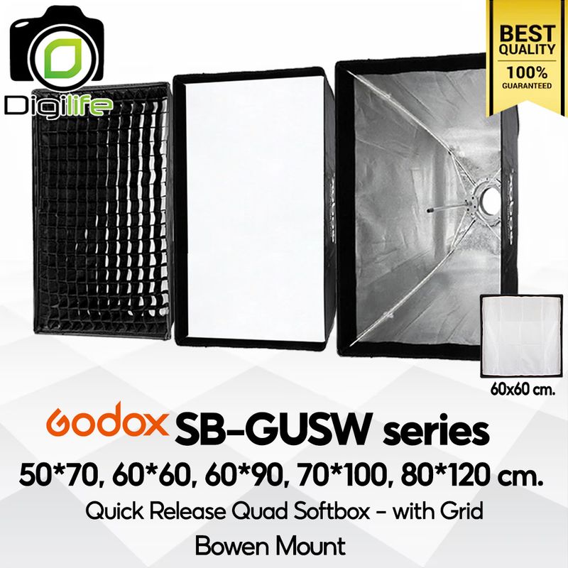 Godox Softbox SB-GUSW 50*70, 60*60, 60*90, 70*100, 80*120 cm. Quick Release Octa Softbox - With Grid - Bowen ( SB-GUE ) Godox Softbox SB-GUSW 50*70, 60*60, 60*90, 70*100, 80*120 cm. Quick Release Octa Softbox - With Grid - Bowen ( SB-GUE )