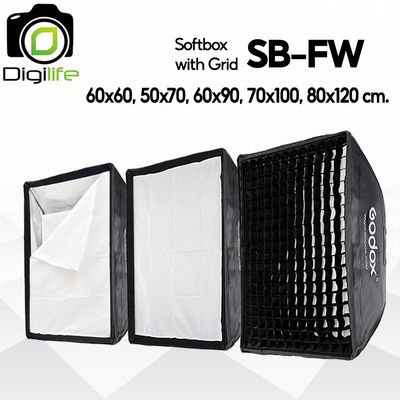 Godox Softbox SB-FW 60*60, 50*70, 60*90, 70*100, 80*120cm. Quad Assemble Softbox -With Grid - Bowen Mount