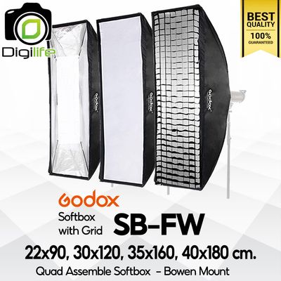 Godox Softbox SB-FW 22*90, 30*120, 35*160, 40*180 cm. Quad Assemble Softbox - With Grid - Bowen Mount