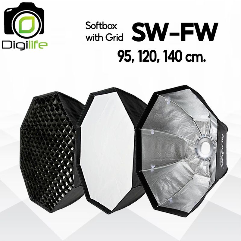 Godox Softbox SB-FW 95, SB-FW 120, SB-FW 140 cm. Quad Assemble Softbox - With Grid - Bowen Mount