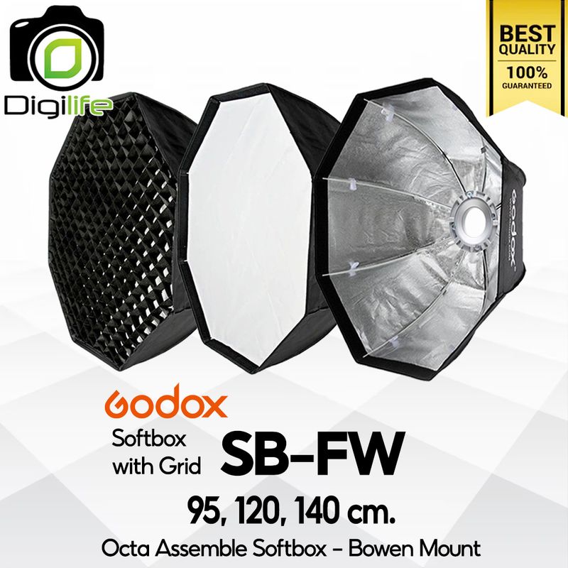 Godox Softbox SB-FW 95, SB-FW 120, SB-FW 140 cm. Quad Assemble Softbox - With Grid - Bowen Mount Godox Softbox SB-FW 95, SB-FW 120, SB-FW 140 cm. Quad Assemble Softbox - With Grid - Bowen Mount