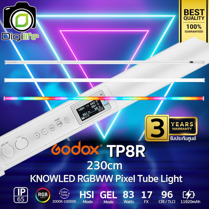 Godox LED TP8R 230cm- KNOWLED RGB Pixel Tube Light 83W 2000K-10,000K 11920mAh (Stick) - รับประกันศูนย์ Godox Thailand 3ปี