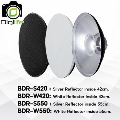 Godox Beauty Dish BDR-S420, BDR-W420, BDR-S550, BDR-W550 with Grid ( C01 ) 42, 55 cm. - Bowen Mount