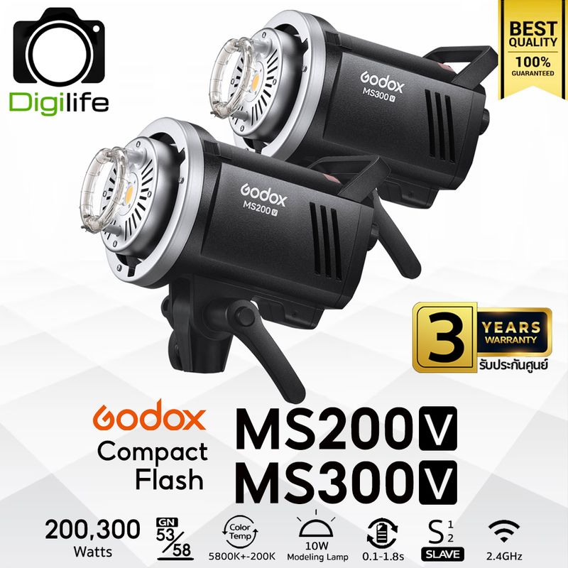 Godox Flash MS200V, MS300V ( 200W, 300W ) Bowen Mount / Digilife Thailand Godox Flash MS200V, MS300V ( 200W, 300W ) Bowen Mount / Digilife Thailand