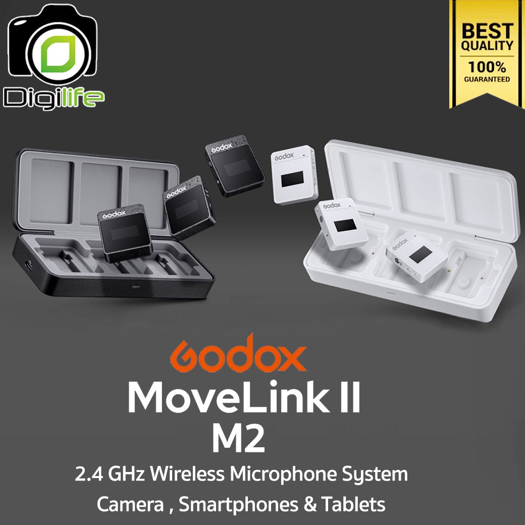 Godox Microphone MoveLink II M2 ,Wireless Microphone 2.4GHz สำหรับ Camera Smartphone &amp; Tablets -รับประกันศูนย์ Godox 7 วัน