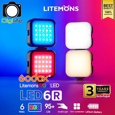 Godox LED 6R - Litemons LED, 6W, RGB, CCT 3200K-6500K, Lithium Battery