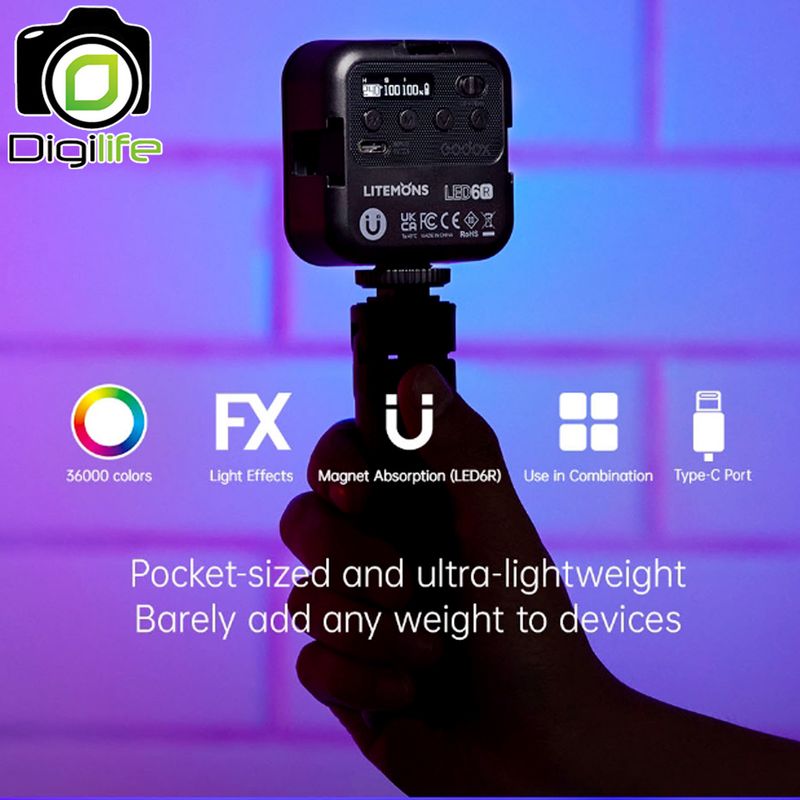 Godox LED 6R - Litemons LED, 6W, RGB, CCT 3200K-6500K, Lithium Battery