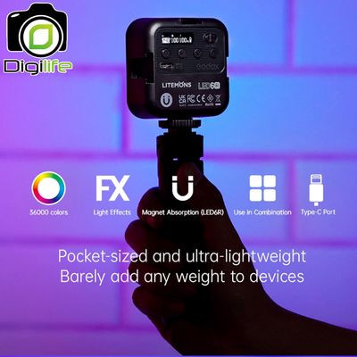 Godox LED 6R - Litemons LED, 6W, RGB, CCT 3200K-6500K, Lithium Battery