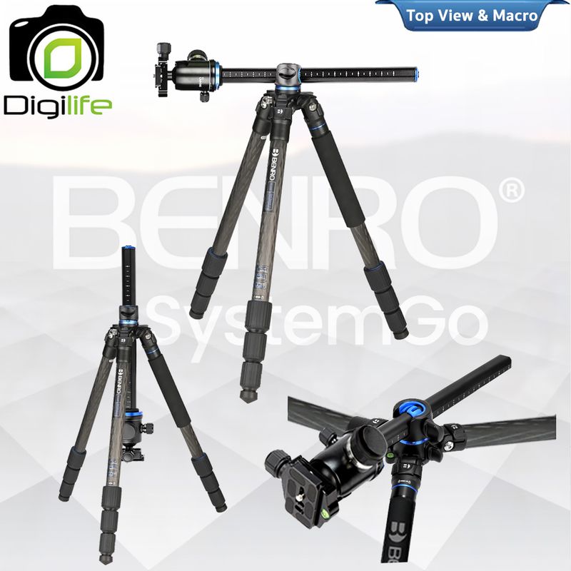 Benro Tripod GC158T J1, J2 -Carbon Fiber - GoClassic 1 ขาตั้งกล้อง Monopod, Top View, กางราบ, กลับหัว
