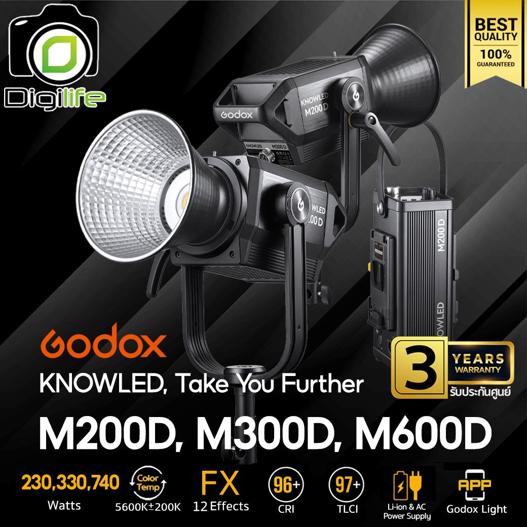 Godox LED M200D, M300D, M600D - KNOWLED, แสงขาว 5600K - Bowen Mount