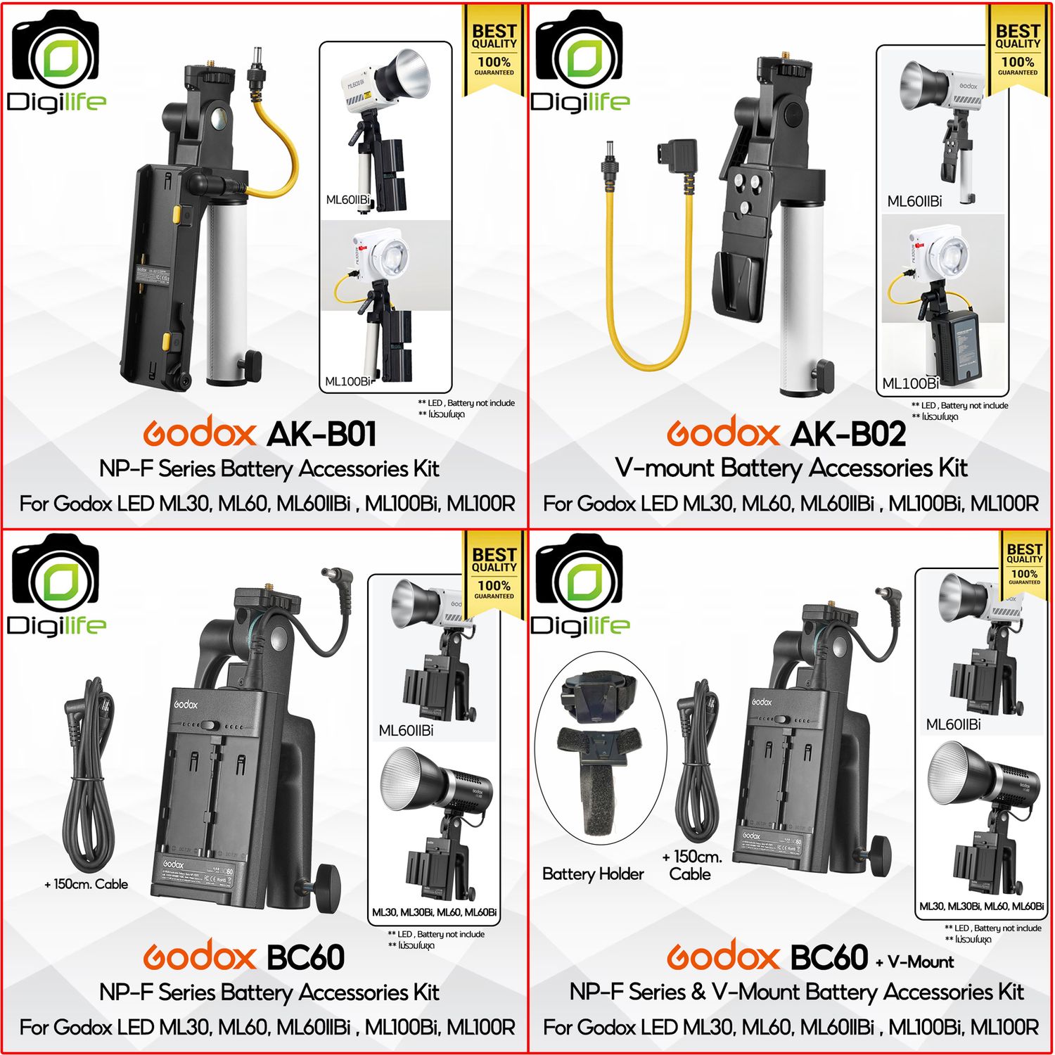 Godox AK-B01, AK-B02, BC60 Battery Adapter Kit สำหรับ ML30, M60, ML60II Bi, ML80Bi, ML100Bi, ML100R, ML150Bi, etc