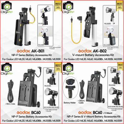 Godox AK-B01, AK-B02, BC60 Battery Adapter Kit สำหรับ ML30, M60, ML60II Bi, ML80Bi, ML100Bi, ML100R, ML150Bi, etc