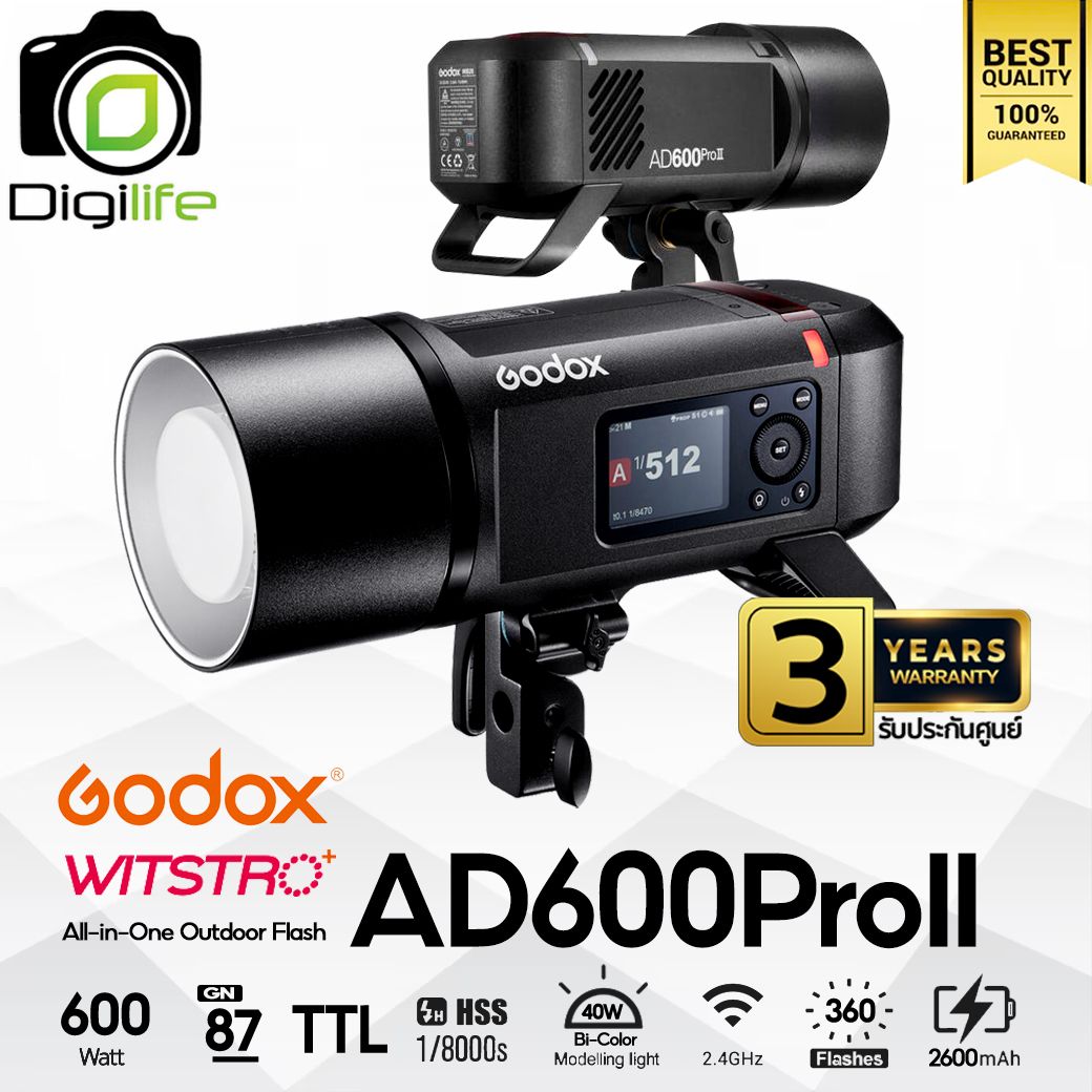 Godox Flash AD600ProII 600W - TTL, HSS, Lithium Battery - Bowen Mount
