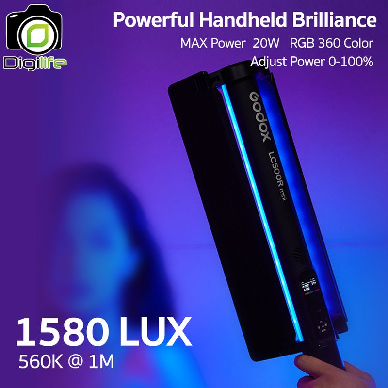 Godox LED LC500R mini - 20W, RGB, CCT 2500K-8500K, Stick &amp; Tube, Lithium Battery, Portable LED