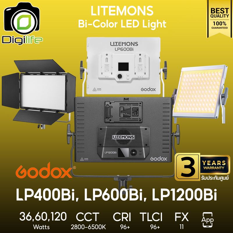 Godox LED LP400Bi, LP600Bi, LP1200Bi - Bi-Color 2800-6500K - Litemons - รับประกันศูนย์ Godox Thailand 3ปี