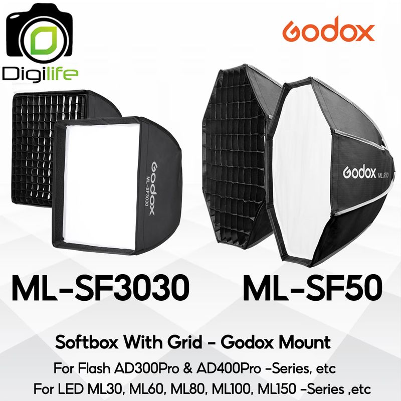 Godox Softbox ML-SF3030, ML-SF50 - Softbox with Grid ( Godox Mount ) For AD300Pro, AD400Pro, ML30, ML60, ML80, ML100, ML150, etc