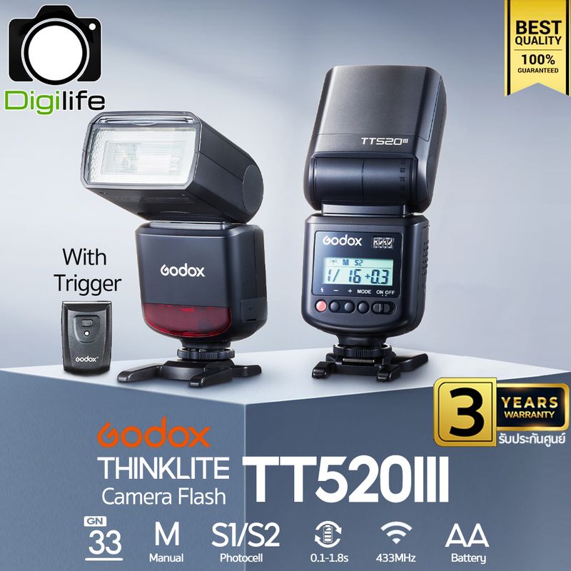 Godox Flash TT520III พร้อม Trigger, Manual ( ใส่ได้เฉพาะรุ่นที่มีจุดเชื่อมต่อตรงกลาง Hot Shoe ) Godox Flash TT520III พร้อม Trigger, Manual ( ใส่ได้เฉพาะรุ่นที่มีจุดเชื่อมต่อตรงกลาง Hot Shoe )