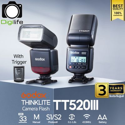 Godox Flash TT520III พร้อม Trigger, Manual ( ใส่ได้เฉพาะรุ่นที่มีจุดเชื่อมต่อตรงกลาง Hot Shoe ) Godox Flash TT520III พร้อม Trigger, Manual ( ใส่ได้เฉพาะรุ่นที่มีจุดเชื่อมต่อตรงกลาง Hot Shoe )