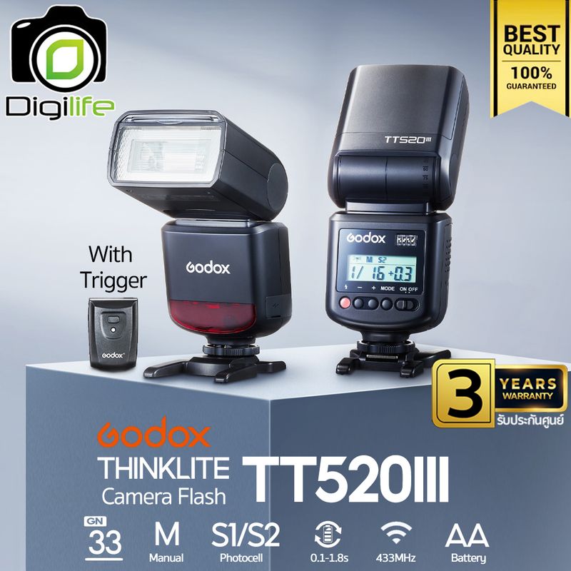 Godox Flash TT520III พร้อม Trigger, Manual ( ใส่ได้เฉพาะรุ่นที่มีจุดเชื่อมต่อตรงกลาง Hot Shoe ) Godox Flash TT520III พร้อม Trigger, Manual ( ใส่ได้เฉพาะรุ่นที่มีจุดเชื่อมต่อตรงกลาง Hot Shoe )