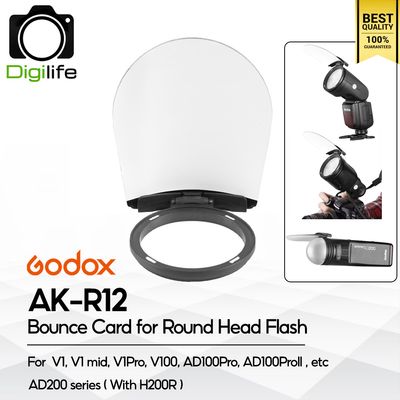 Godox AK-R12 Bounce Card แผ่นกระจายแสง แฟลชหัวกลม V1, V1 mid, V1Pro, V100, H200R, AD100Pro, AD100ProII, etc